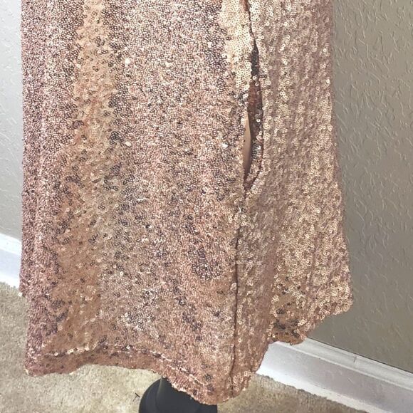 In Loom Baltic Born Rose Gold Sequin Shift Mini Dress Size L New - Picture 8 of 10
